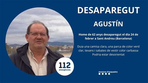 hombre desaparecido benajarafe|Cuatro días sin rastro de Agustín, desaparecido en el distrito de Sant A.